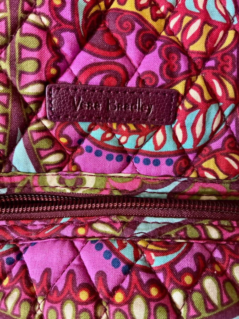 Vera Bradley Pink & Burgundy Paisley Quilted Travel Duffel - Picture 2 of 9